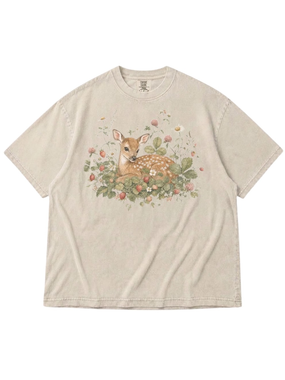 Comfort Colors Ivory Tee with Floral Fawn Graphic